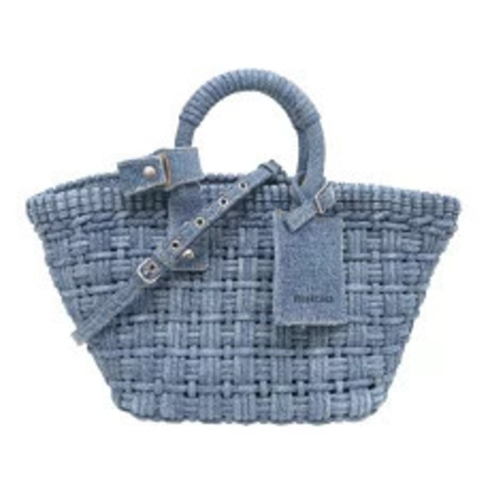 Balenciaga Bistro Bucket Handbag Denim Gray